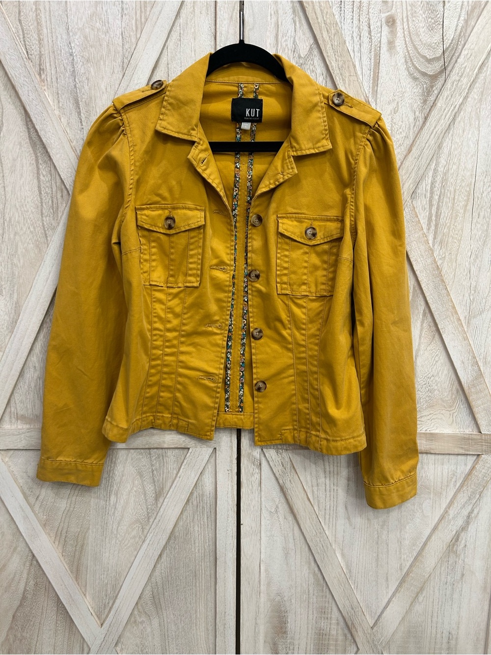 Kut from the Kloth Yellow Utility Jacket with Button Front